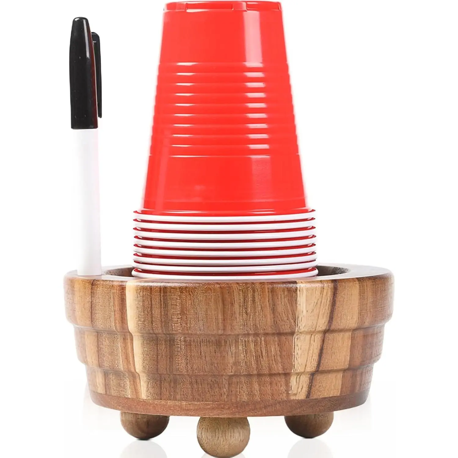 Wooden Cup Holder with Marker Slot, 2 Counts Cup Holder for Party, Bathroom Kitchen Cup Holder, Home Organizer
