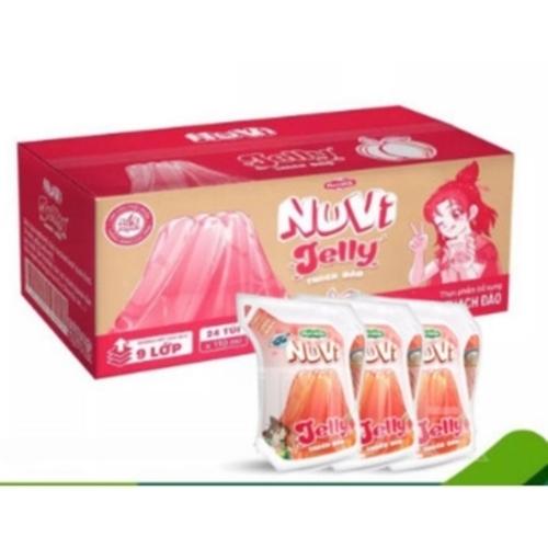(Nutifood)Thùng 24 túi nuvi Jelly 110ml trái cây thạch đào/thạch nho/lúa mạch Ăn Vặt 0