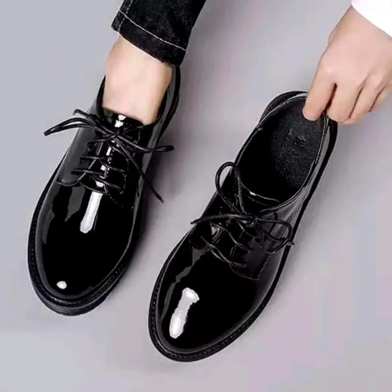36-45 Security Guard Black Shiny Shoes for Men