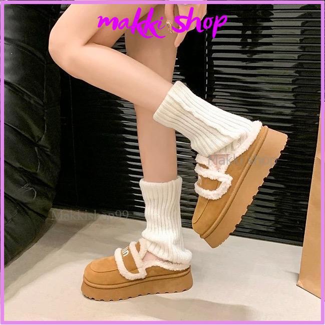 (Hàng L1) Giày sục lót lông đế cao 4cm, giày đốc nữ hàng QCCC (full box) dép