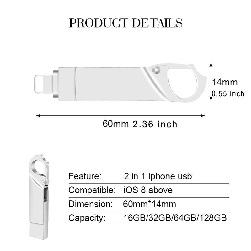 128GB/256GB/512GB/64GB/1TB 2 In 1 Flash Drive, 1 Count USB 3.0 Memory Stick, High Speed USB 3.0 Memory Stick for Laptop, PC & More Devices 1