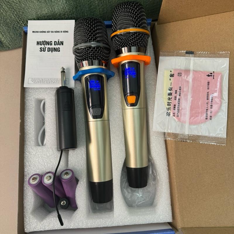 Micro không dây 0ris k10.2 chuyên dùng cho loa kéo và âm li chỉnh lớn nhỏ tần số sử dụng pin sạc