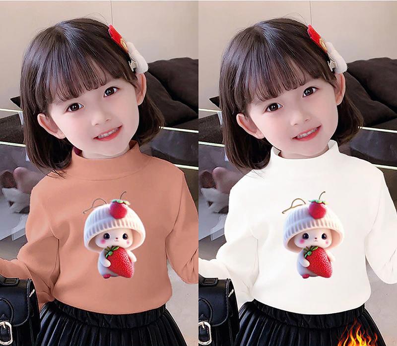 áo giữ nhiệt cổ 3 phân cho bé gái từ 16 - 45kg chất vải nỉ bông cào dày dặn mềm mịn đường may kĩ. áo dài tay thu đông cho bé gái từ 4 - 14 tuổi ấm áp. mẫu GN Nấm dâu