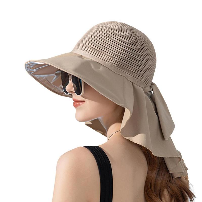 EN Sun Protection Hat Sun Hat Stylish Summer Women's Bucket Hat with Shawl for Sun Protection and Beach Travel Lightweight Breathable Wide Brim Cap for Face and Neck 6