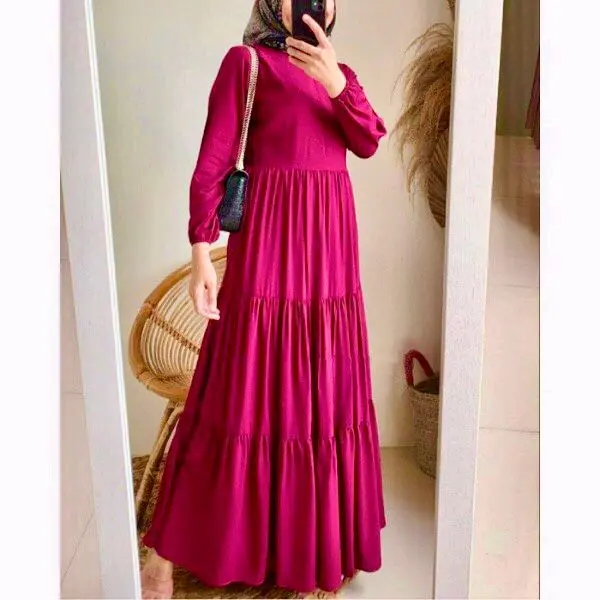 Dres rayon premium gamis susun Maxi Polos