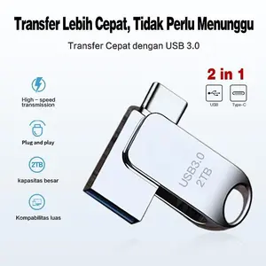 2TB 2in1 USB3.0 flash drive type c 1TB high-speed OTG USB flash drive, suitable for Android  laptop（typec/usb）