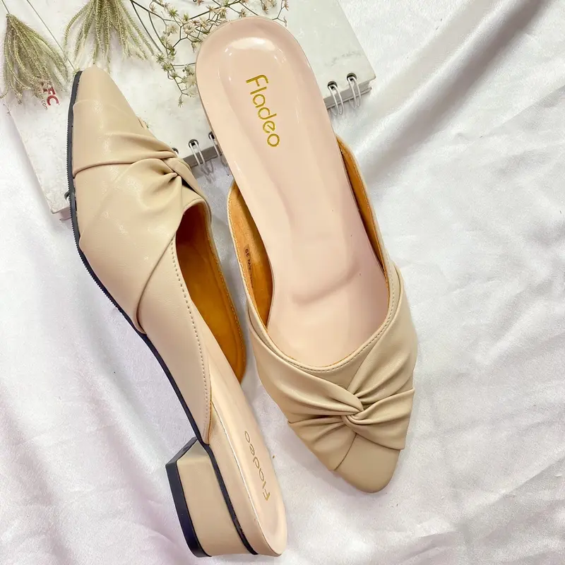 FLADEO Sandal Wanita Hak Tahu 3cm Variasi Pita Silang Nyaman Dipakai Shoes Sendal Naik Size 3