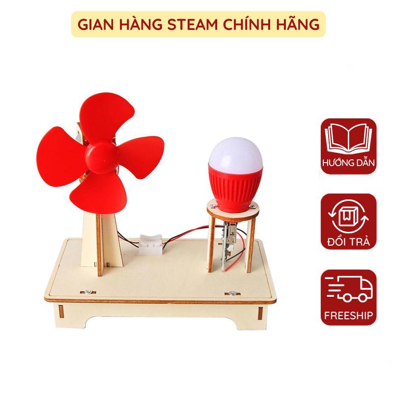 Máy phát điện Tua Bin Năng Lượng Gió Thí Nghiệm Vật Lý Bằng Gỗ, Nhựa Cho Trẻ Em - Toy