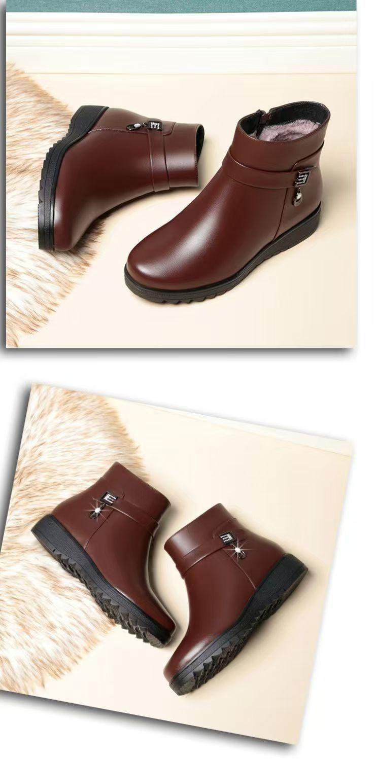 Product Introduction of Wedge Heel Fleece-Lined Mom Cotton Shoes Waterproof Warm Martin Boots 2024 Winter New Non-Slip Comfortable Short Boots In Stock 8