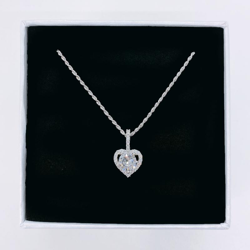 Dây Chuyền Nữ Bống Bạc Vòng Cổ Tim Khoen Đá Liền DC1.03 dây chuyền bạc cho nữ