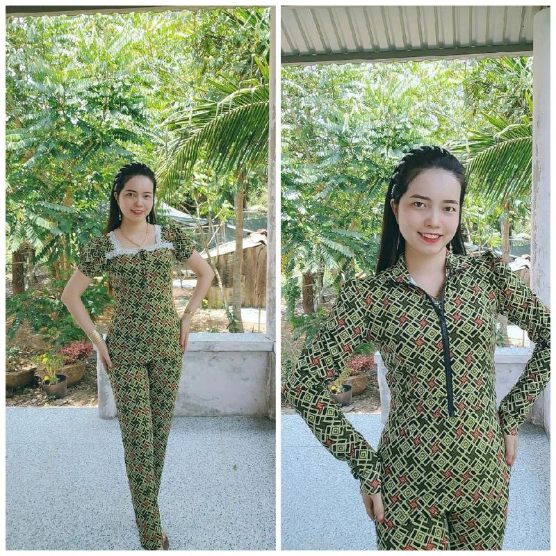 sét 3 món kèm áo khoác tay 2 lớp quần dài ống nhỏ size 40-78kg cổ vuông tay ngắn Nữ Women 4