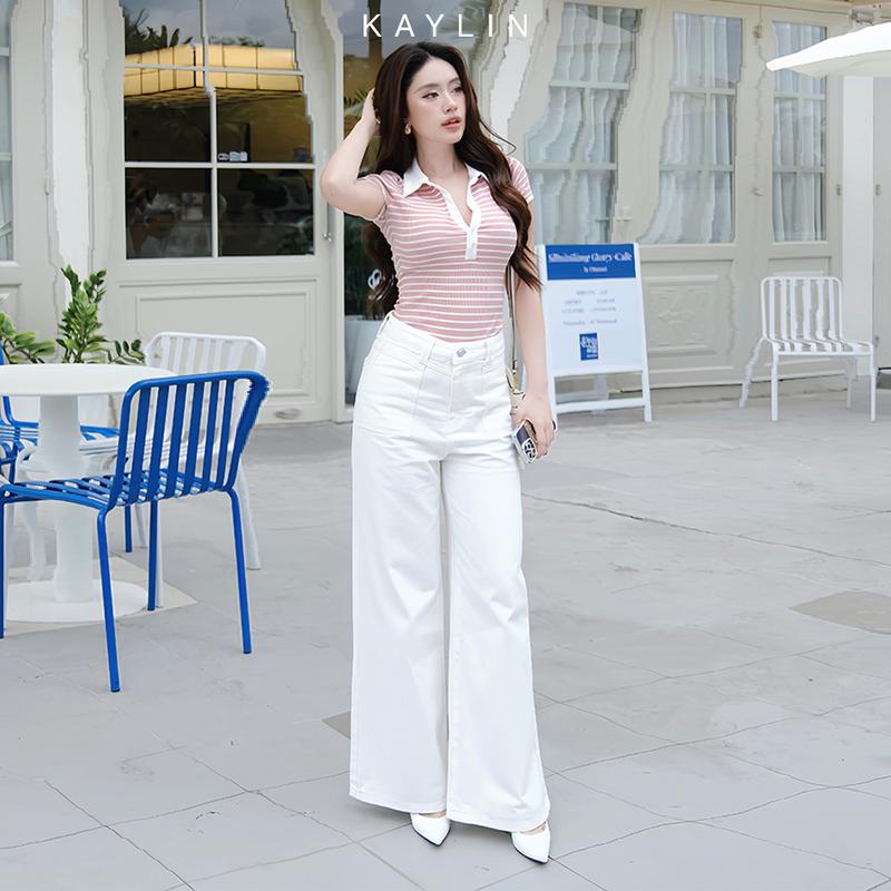 Quần jean KAYLIN form suông phối túi vuông chất vải denim dầy dặn phong cách - N2228 Nữ Pants Women Có Túi