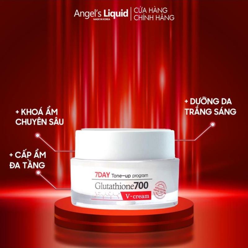  Kem Dưỡng Trắng Da Cấp Ẩm Đa Tầng Angel's Liquid 7 Day Whitening Program Glutathione 700 V-Cream 50ml 