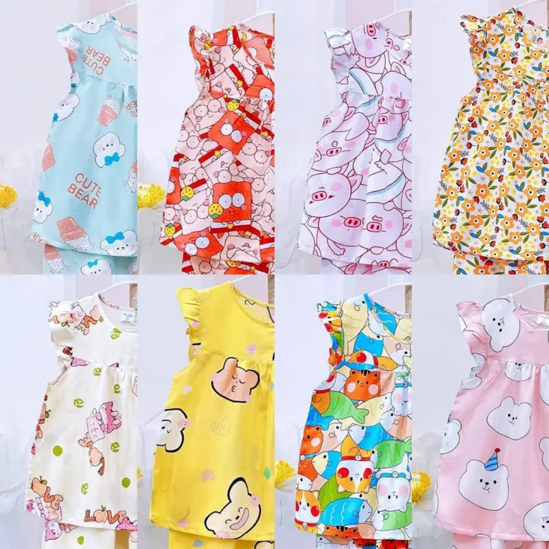 combo 3 bộ bé gái chất vải mền mại thấm hút 4