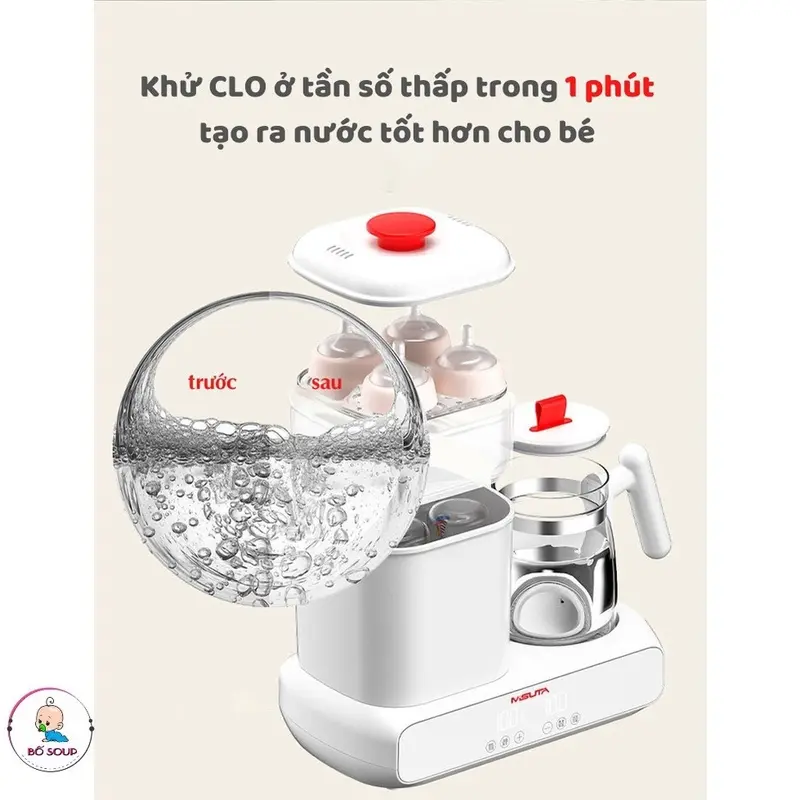 Máy tiệt trùng, hâm sữa, pha sữa đa năng Misuta có tích hợp sấy khô, điều chỉnh được nhiệt độ 3
