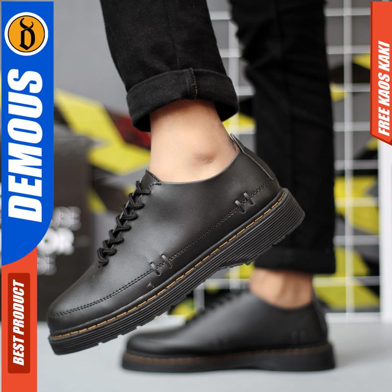 DEMOUS MINATO - Sepatu Formal Pantofel Docmart Hitam Pria Kerja Shoes 0