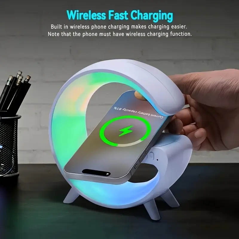 Multifunction Wireless Charger Pad Stand Speaker RGB Night Light Fast Charging Station For iPhone 8-16 Samsung Xiaomi Huawei 7