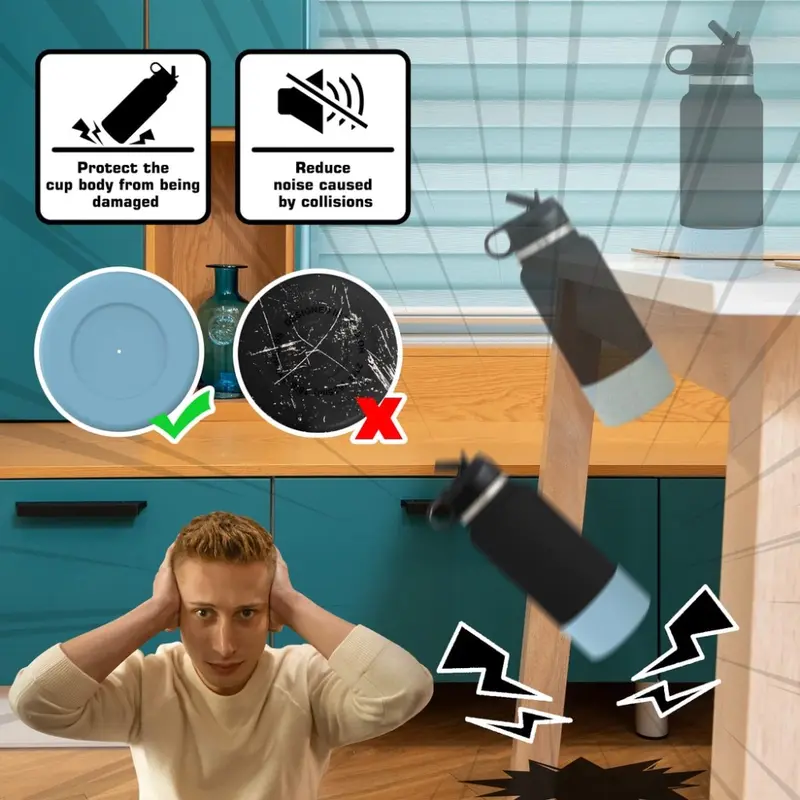 Tay Áo Đáy Chai Silicon, Phụ Kiện Cốc Chống Trượt, Tấm Lót Chai Nước, Vỏ Bảo Vệ Cách Nhiệt Hình Lục Giác, Thích Hợp Cho Aquaflash / HydroFlask, 12-40 oz, Mới 5