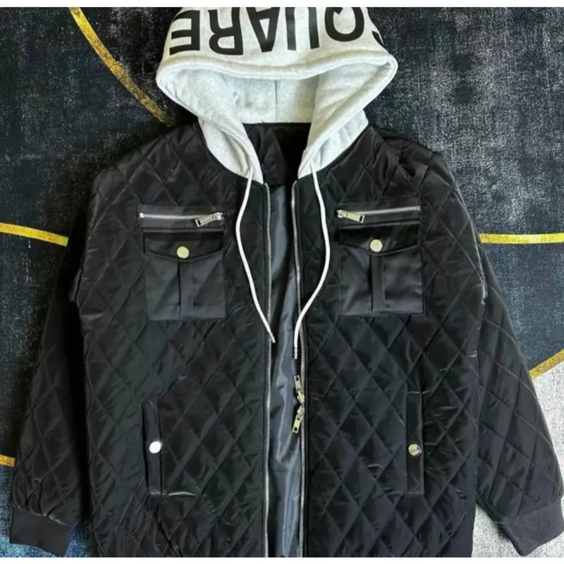 Áo phao trần trám 3 lớp dày dặn phối mũ nỉ cho nam Menswear có cổ jacket 3