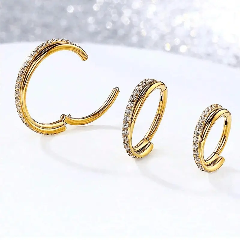 1pc 316L Stainless Steel Nose Ring Hoop 16G Conch Piercing Jewelry Clear CZ Double Helix Earring Tragus Daith Piercing Jewelry For Women 1