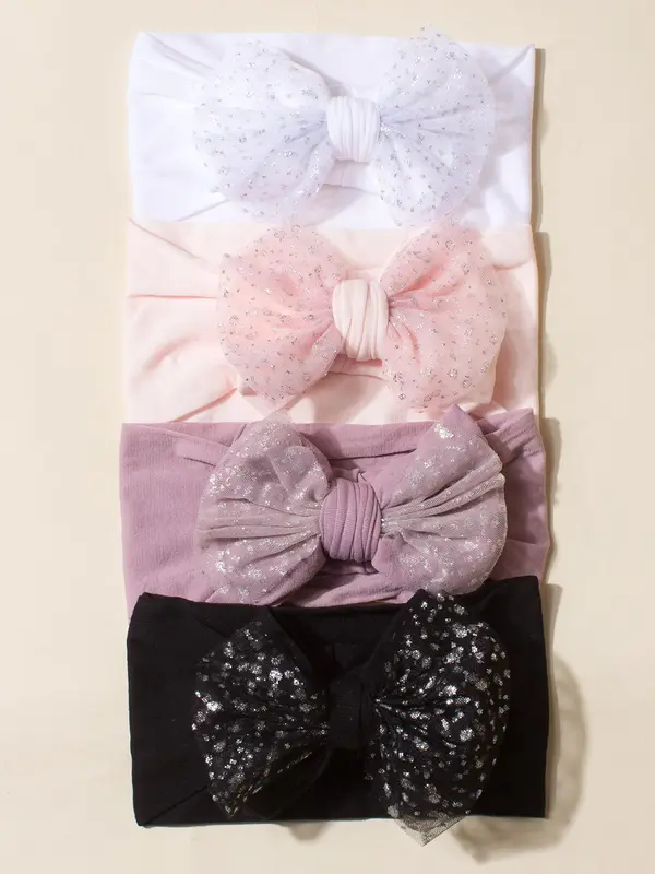 Cute Bow Decor Baby Hair Band, Soft Nylon Mesh Hair Band for Baby Girls & Boys, Fashion Hair Accessories for Infant Toddler Kids 3