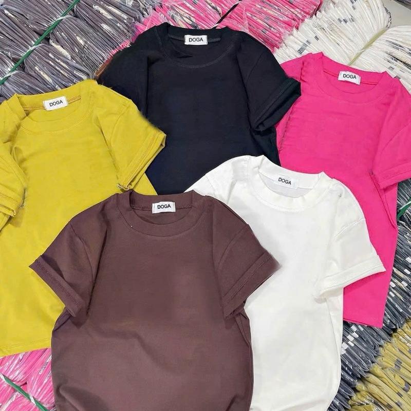 Áo thun trơn form vừa thun cotton thái co giãn size 35 - 68kg Nữ Women Cổ Tròn Top M161 8