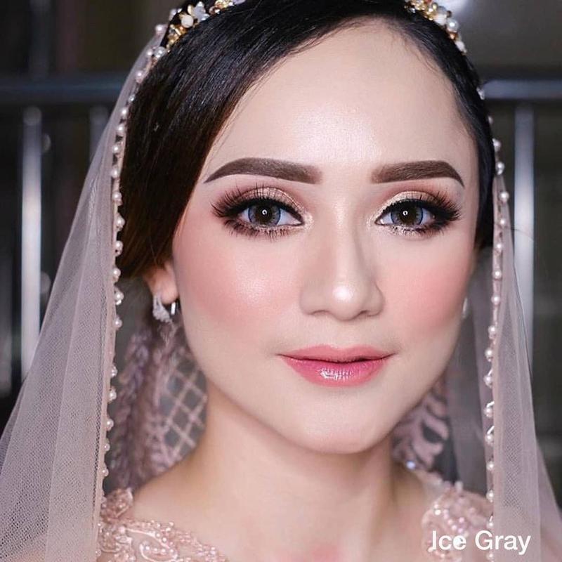 Softlens 16mm Wedding Ice Grey Motif Korea Bisa Minus Normal Free Lens Case Monthly Replace Trendy 3