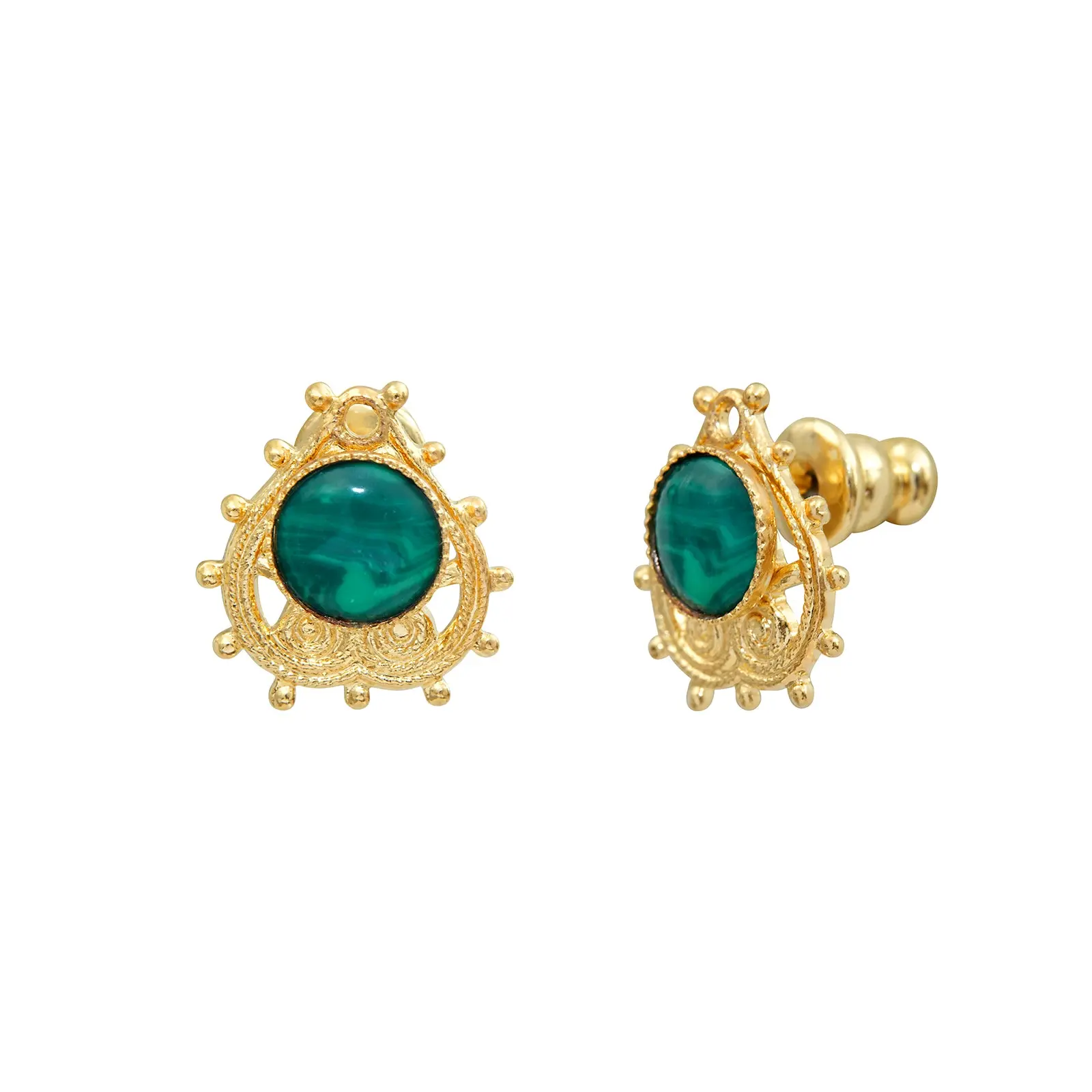 Satellite Paris Positano Malachite-effect Cabochon Stud Earrings in Green