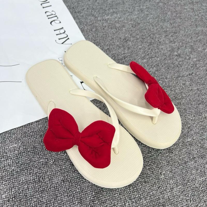  San San Dép NƠ ĐỎ May Mắn Kết Hợp Quai Kẹp Lên Chân Cưng Dép Xỏ Ngón Nữ 