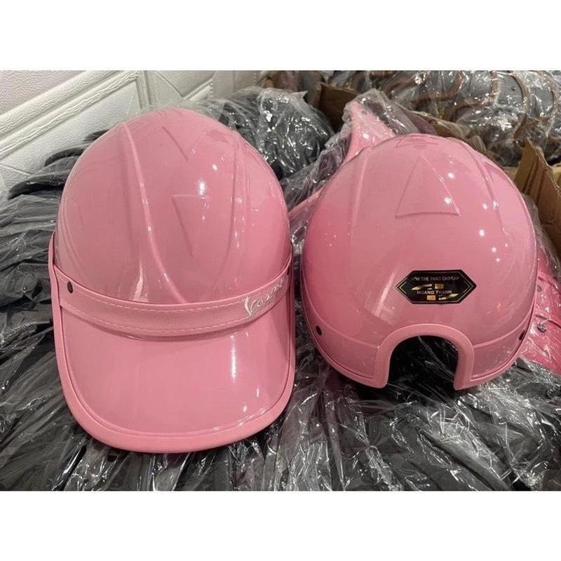  Nón bảo hiểm luoi trai VESPA viền da cao cấp màu hồng baby vespa siêu hót  Có khoét sau  
