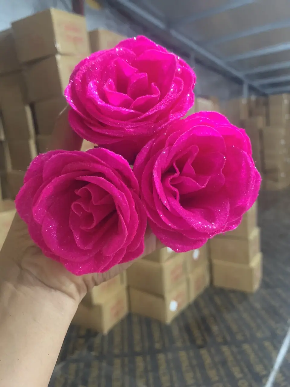 Hoa hồng nhũ kim tuyến  50 bông ( hàng Trung Quốc)