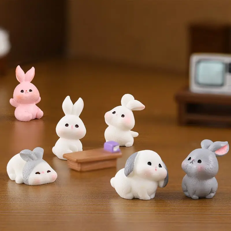 Đồ Trang Trí Thỏ, Tự Làm Sáng Tạo, Cảnh Quan Siêu Nhỏ Mini, Mô Hình Thỏ Resin, Thỏ Hoạt Hình Dễ Thương, Thu Nhỏ, Thích Hợp Cho Vườn Decor Decor Phòng 1