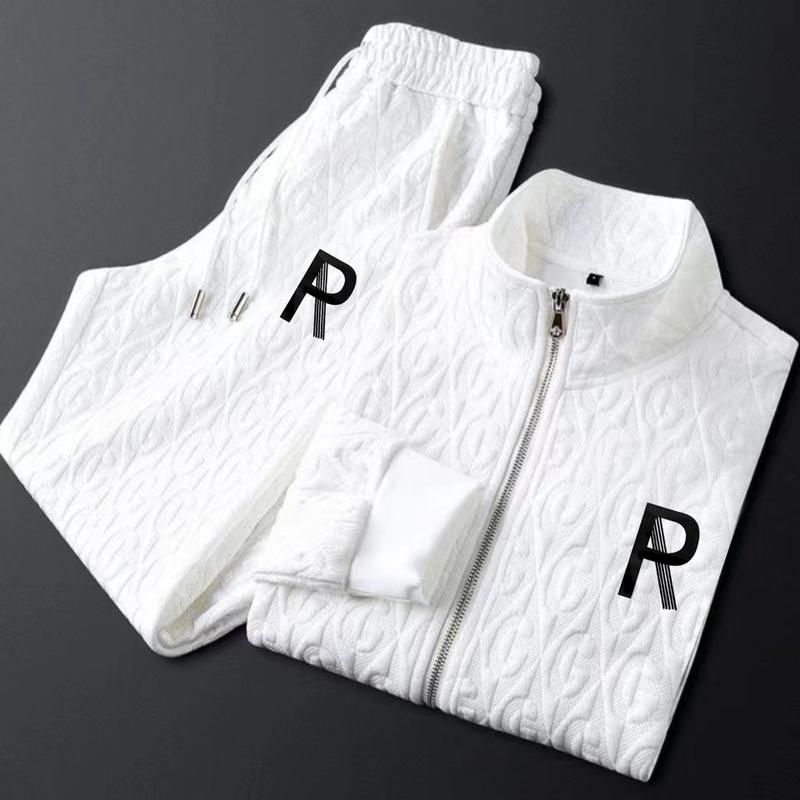Casual Men's Suit Autumn Winter Jacket Men's Light Luxury Printed Ins Fashion Sports Pants Two-piece Set Trendy Parent 0