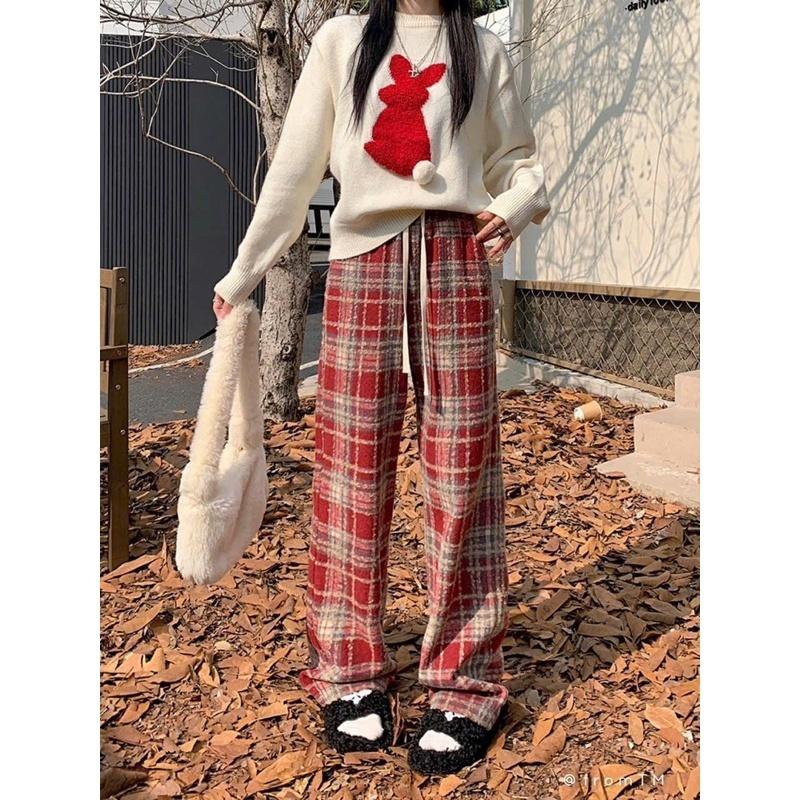 Quần Caro Quần Dài Nữ Quần Caro Quần Lót Lông Nữ Hàng Chuẩn Cao Cấp Chất Dày Dặn Lông Mịn Quần Ống Rộng Uni