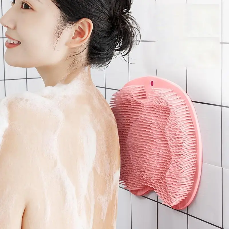 Silicone Bath Scrubber, 2 Counts/set Suction Cup Design Bath Body Loofah Scrubber, Bathing Shower Accessories for Home Bathroom Hotel Salon