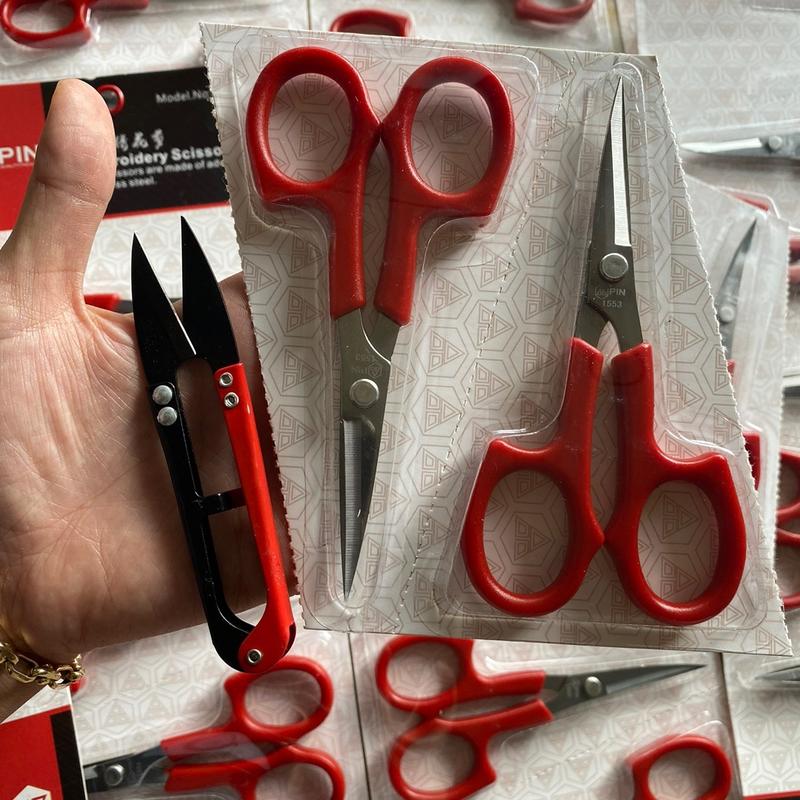 Combo 2 kéo mũi cong 1553 tặng kèm kéo bấm chỉ đỏ đen cắt tỉa lông ,cắt tích gà nhé