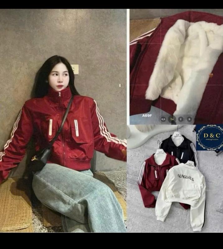 Dang CROPTOP Áo khoác gió Nữ kaki - TICI lót full Lông free size từ 40-58 kg thể thao Shop Ngắm