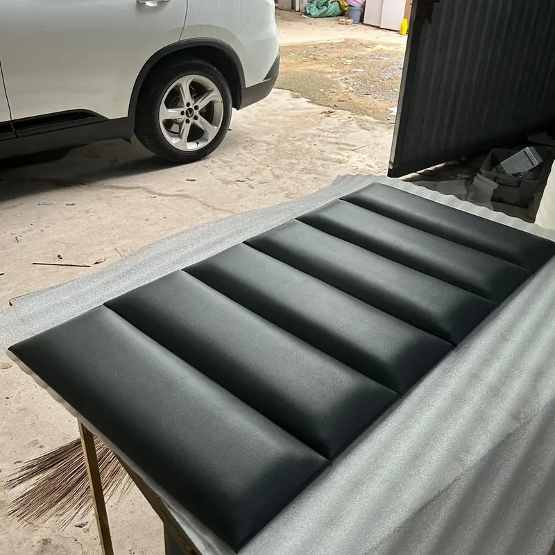 Bộ ốp bọc da trang trí đầu giường màu đen size 1m8*50 3