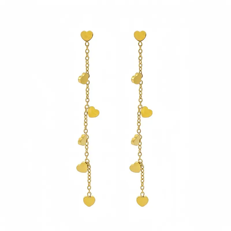 Light luxury style, simple personality and fashion, non-fading Titanium steel niche earrings, cold earrings, women's love, long fringed earrings