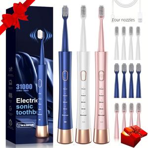 electric usb charging toothbrush, 1 count soft bristles toothbrushes & 4 counts brush head & 1 count charging cable, intelligent cleaning toothbrushes, valentine's day gift