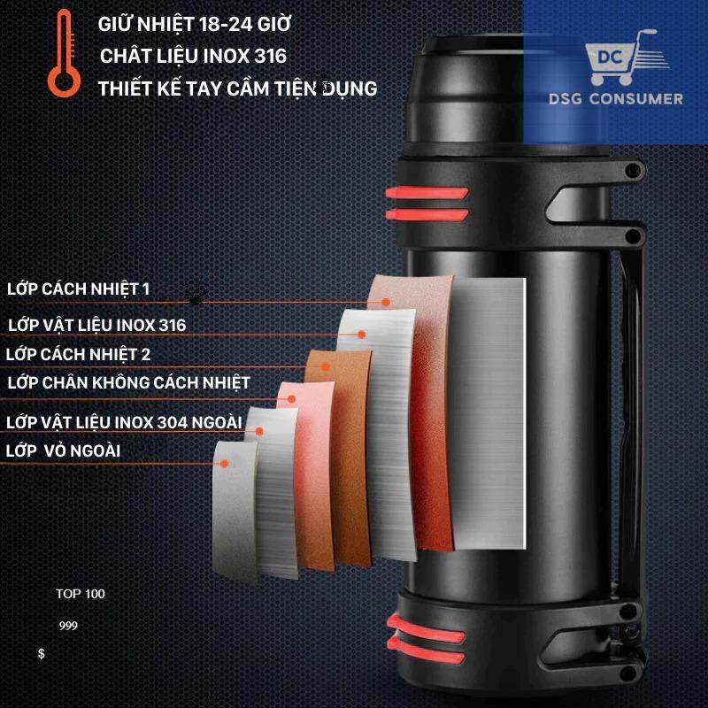  Bình Giữ Nhiệt 2000ml Cốc giữ nhiệt Cao Cấp Phong Cách Hiện Đại Giữ Nhiệt Lâu 