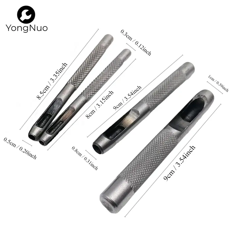 Handmade Hole Punch Set, 3MM/5MM/8MM/10MM Manual Hole Punch Drill For Paper Leather Shoes Belts, Specialty Hand Tool 1
