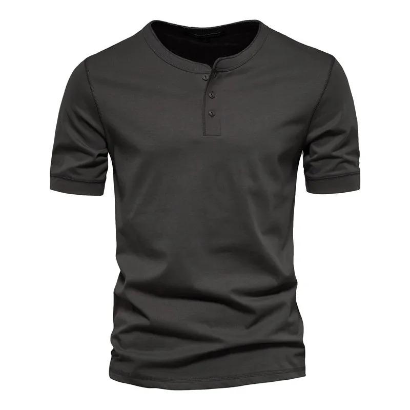 Product Introduction of Áo Thun Cổ Henley Bông, AIOPESON, Chất Lượng Cao, Dành Cho Nam, Phong Cách Thường Ngày ngắn Tay Mùa Hè, Thời Trang, Áo Thun Cơ Bản, Nam, 100% Cotton 4