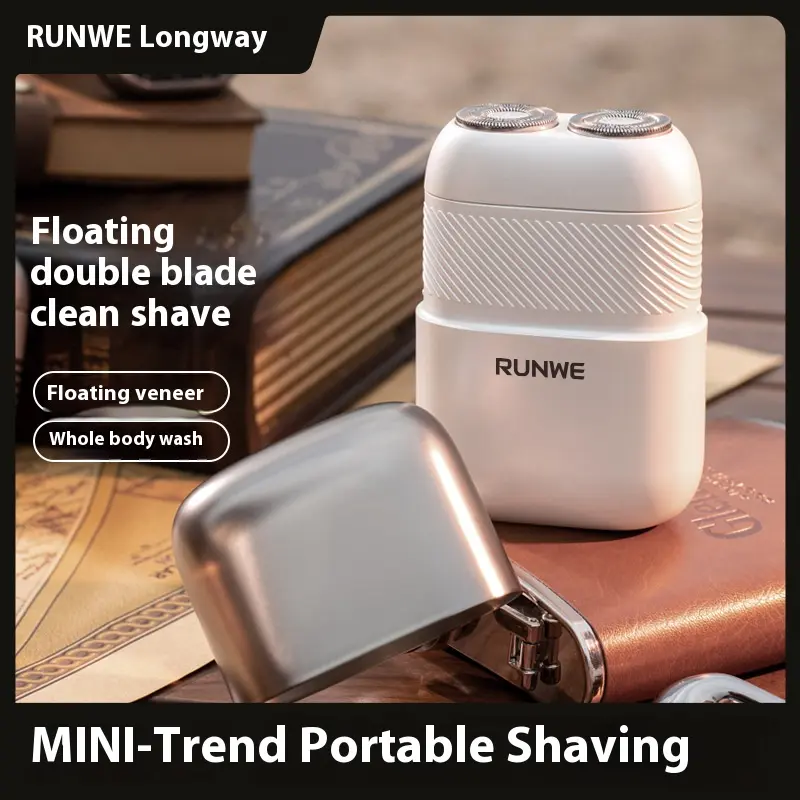 Electric Shaver Small Square Box Fully Washable Car Travel Shaver Portable Razor Wet and dry double razor ntelligent sensor cutter head, fast charging, strong battery life