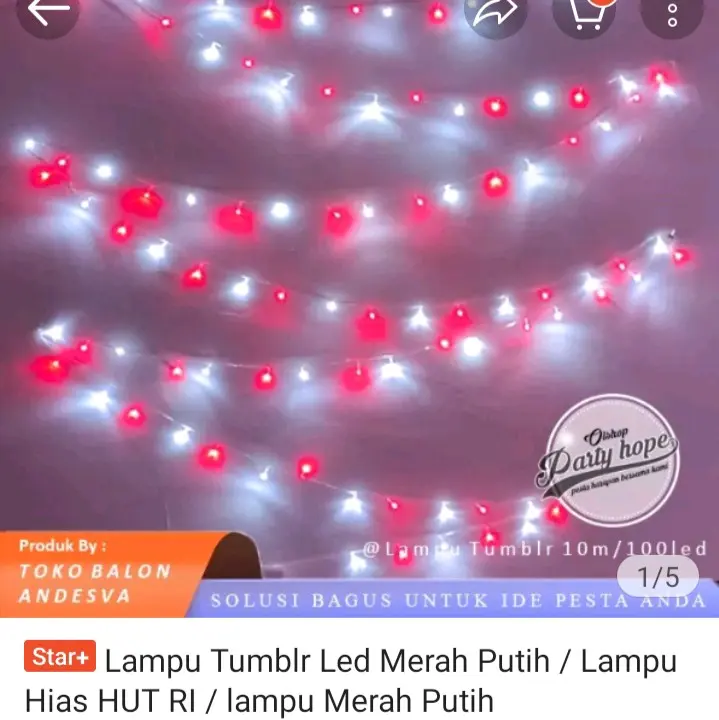 Lampu Tumblr Led Merah Putih / Lampu Hias HUT RI / lampu Merah Putih