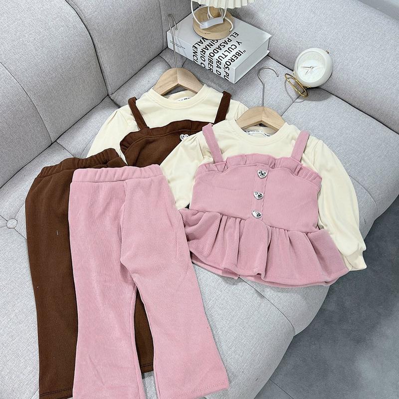   20-35kg  Set áo dáng babydoll kèm quần loe nhựa cho bé  chất thun tăm zip mềm dày dặn co giãn phù hợp mặc thu đông  