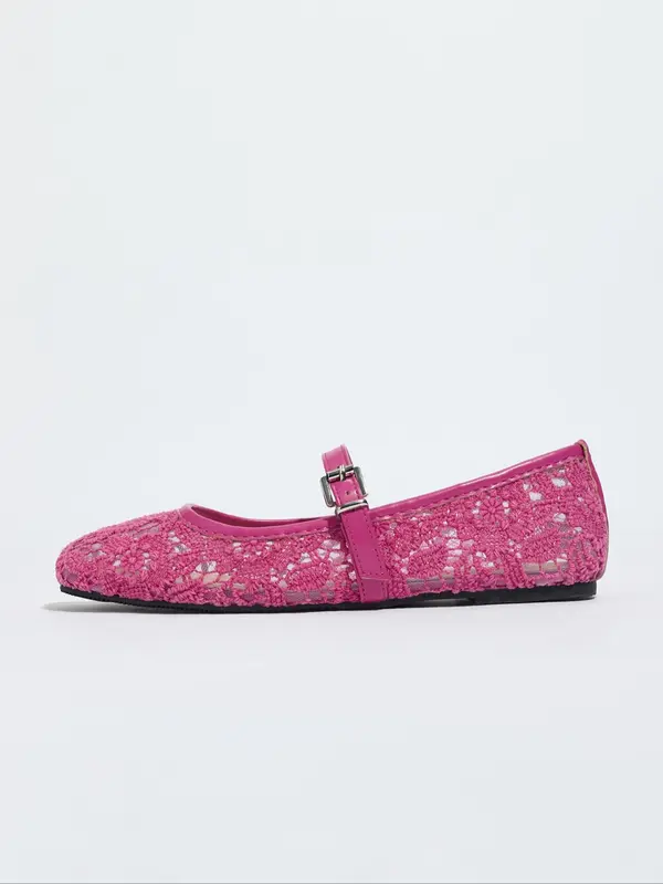 Women's Fashionable Lace Mary Jane Shoes, Casual Comfortable Breathable Flat Shoes for Summer, Female All-match Shoes for Daily Wear, Girl 6