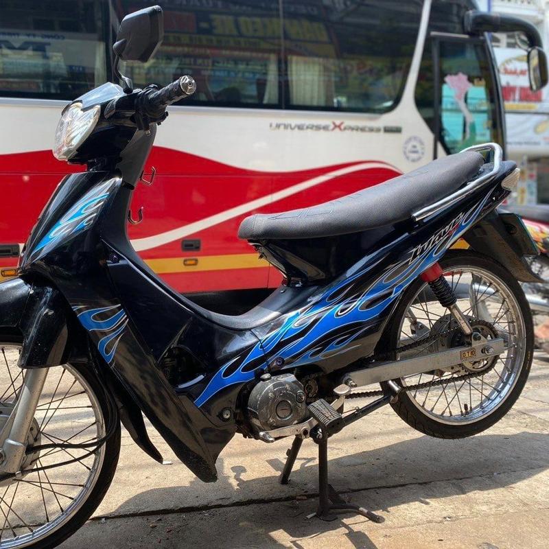  Nhãn Dán hoa văn lửa màu xanh dán cho xe wave 110 đen độ kiểng Tem 