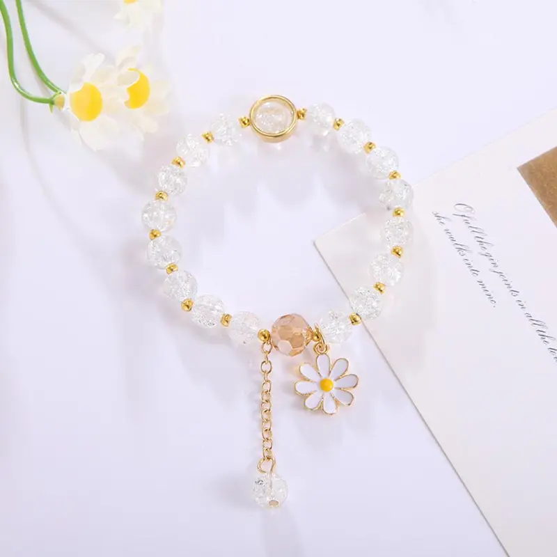 Vòng Tay Đính Cườm Thiết Kế Hoa Cúc Nhỏ Thời Trang Nữ, Đơn Giản Và Ngọt Ngào, Vòng Tay Hoa Nhỏ Thích Hợp Cho Vòng Tay Tốt Nhất 3