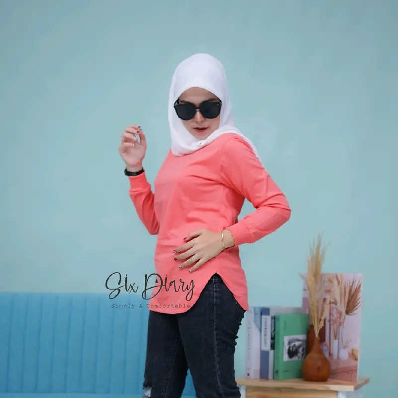 Atasan Wanita Six Diary Kaos Polos Oval Warna Salem 4